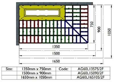 IMPEY AQUA-GRADE 600mm LINEAR DRAIN SYSTEM - TWO WALLS - TWO FALLS 1650mm x 1050mm for TILED FLOORS, AG60L165105/2F IMPEY AQUA-GRADE 600mm LINEAR DRAIN SYSTEM - TWO WALLS - TWO FALLS 1650mm x 1050mm for TILED FLOORS, AG60L165105/2F