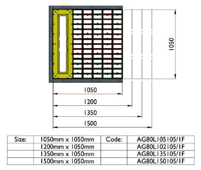 IMPEY AQUA-GRADE 800mm LINEAR DRAIN SYSTEM - THREE WALLS - ONE FALL 1200mm x 1050mm for TILED FLOORS, AG80L120105/1F IMPEY AQUA-GRADE 800mm LINEAR DRAIN SYSTEM - THREE WALLS - ONE FALL 1200mm x 1050mm for TILED FLOORS, AG80L120105/1F
