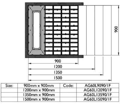 IMPEY AQUA-GRADE 600mm LINEAR DRAIN SYSTEM - THREE WALLS - ONE FALL 1500mm x 900mm for TILED FLOORS, AG60L15090/1F IMPEY AQUA-GRADE 600mm LINEAR DRAIN SYSTEM - THREE WALLS - ONE FALL 1500mm x 900mm for TILED FLOORS, AG60L15090/1F