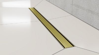 IMPEY AQUA-DEC LINEAR DRAIN 1, 3 & 4 - 800mm 'ALLURE ELEMENT' BRUSHED GOLD INSERT TOP with VERTICAL OUTLET, LNR80SBSS-01/V IMPEY AQUA-DEC LINEAR DRAIN 1, 3 & 4 - 800mm 'ALLURE ELEMENT' BRUSHED GOLD INSERT TOP with VERTICAL OUTLET, LNR80SBSS-01/V