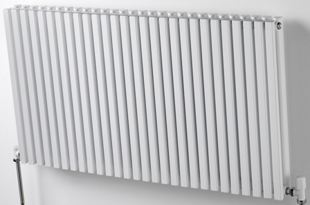 ULTRAHEAT KLON WHITE H420mm x W611mm MINIMALIST HORIZONTAL DOUBLE 'D' TUBE RADIATOR, KD416W
