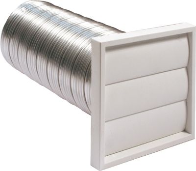 HAFELE SYSTEM 4, 100mm WHITE GRAVITY SEMI-RIGID ALUMINIUM HOSE DUCTING/WALL GRILLE KIT, 565.30.610