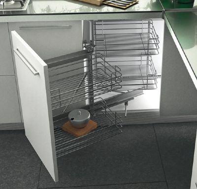 HAFELE CHROME LINEAR SOFT CLOSING SWING-OUT/MAGIC CORNER for 800mm CABINET/400mm DOOR L/H, 549.38.248