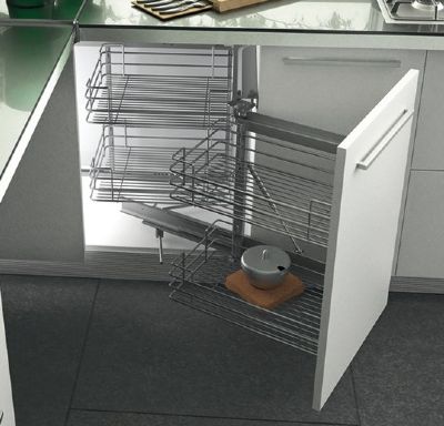 HAFELE CHROME LINEAR SOFT CLOSING SWING-OUT/MAGIC CORNER for 800mm CABINET/400mm DOOR R/H, 549.38.249