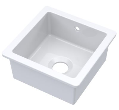 NUIE COUNTER TOP/INSET WHITE SINGLE BOWL CERAMIC SINK with OVERFLOW, PS10218 (UF)