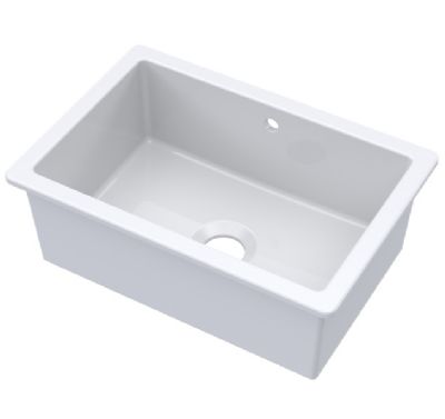 NUIE COUNTER TOP/INSET WHITE SINGLE BOWL CERAMIC SINK with OVERFLOW, PS11628 (UF)