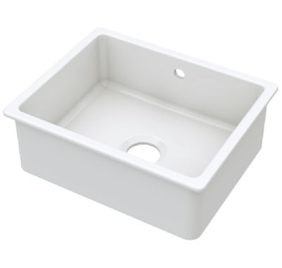 NUIE COUNTER TOP/INSET WHITE SINGLE BOWL CERAMIC SINK with OVERFLOW, PS13022 (UF)