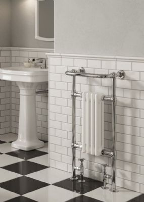 REINA ALICIA CHROME & WHITE BATHROOM TRADITIONAL TOWEL WARMER H950mm x W475mm, RND-ALC01 REINA ALICIA CHROME & WHITE BATHROOM TRADITIONAL TOWEL WARMER H950mm x W475mm, RND-ALC01