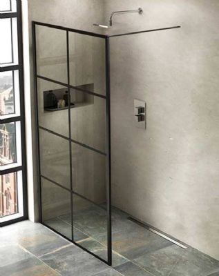 IMPEY SOHO BLACK WETROOM WALK-IN/WALK-THROUGH 1200mm VERTICAL PANEL & BRACING BAR, AW24SC01-N1-120