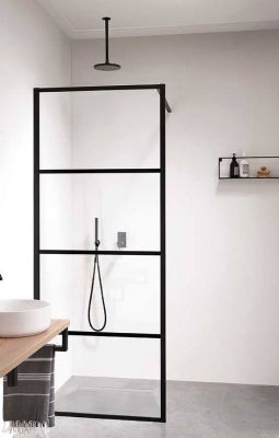 IMPEY SOHO BLACK WETROOM WALK-IN/WALK-THROUGH 1000mm HORIZONTAL PANEL & BRACING BAR, AW24SC01-N1-100