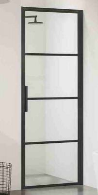 IMPEY SOHO BLACK WETROOM SCREEN 800mm R/H HINGED DOOR, AH24SC01-80-RIGHT