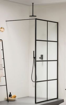 IMPEY SOHO BLACK WETROOM WALK-IN/WALK-THROUGH 1400mm VERTICAL PANEL & BRACING BAR, AW24SC01-N1-140